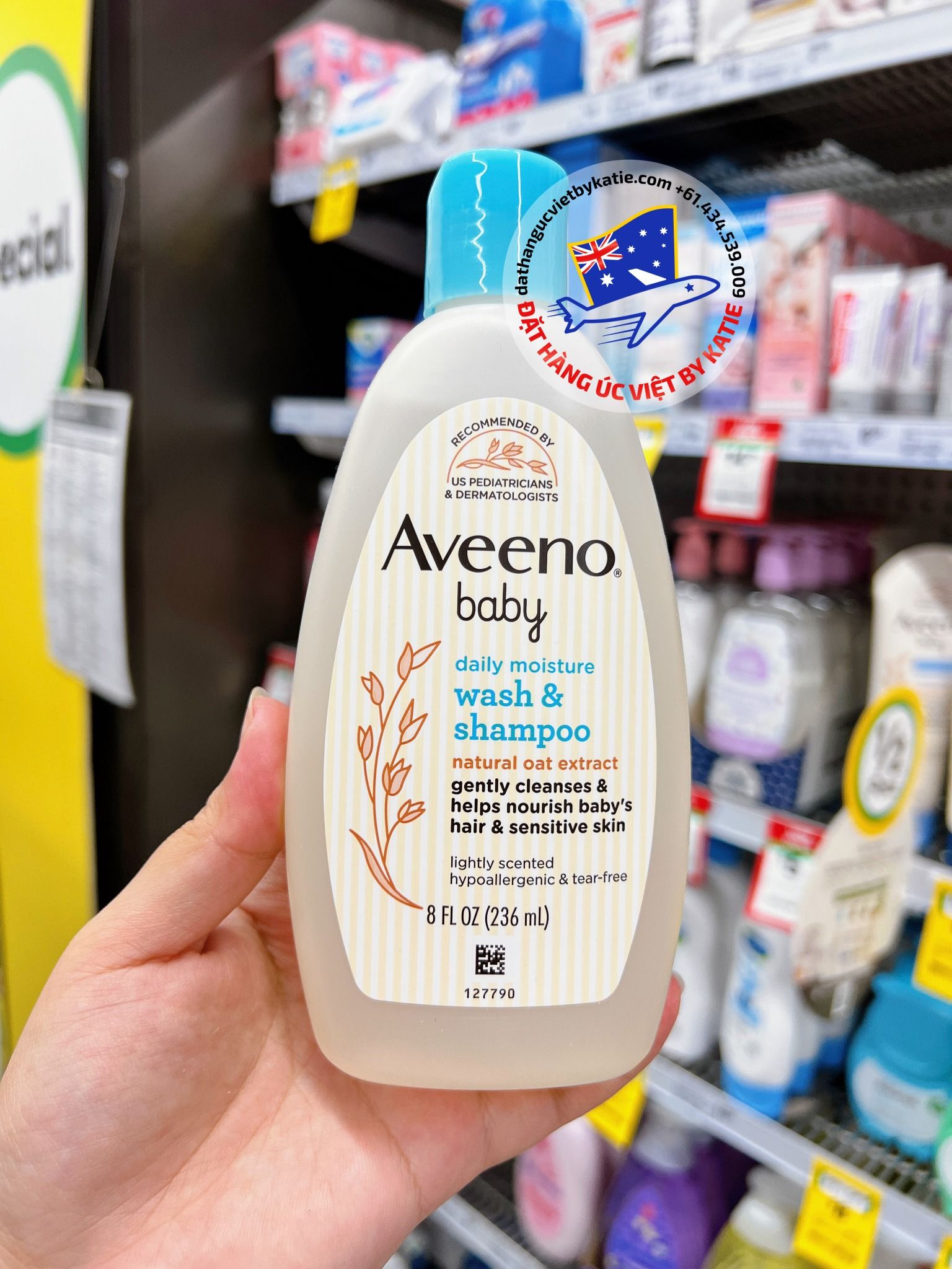 Sữa tắm gội cho bé từ sơ sinh Aveeno Baby Wash & Shampoo 236ML