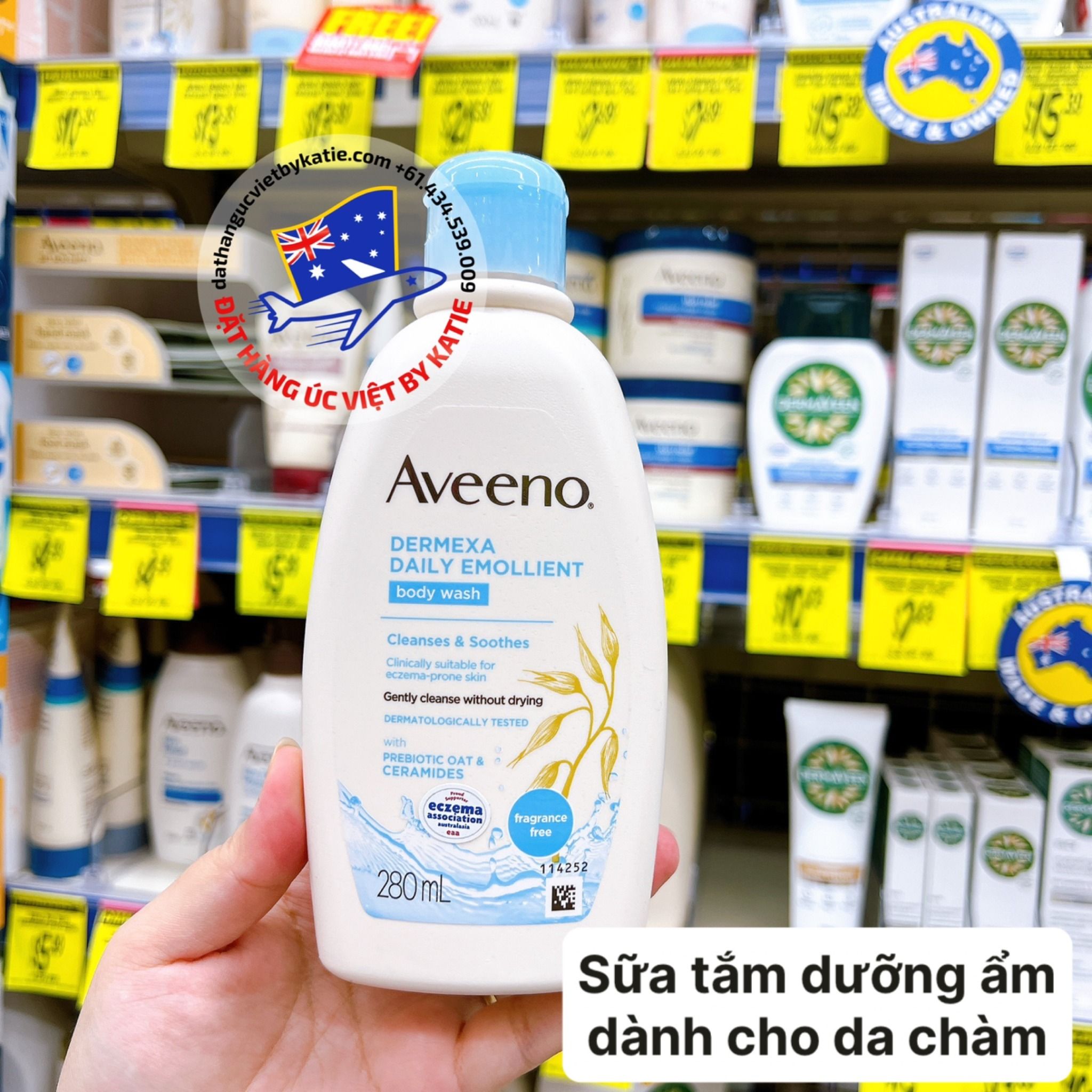 Sữa tắm dưỡng ẩm hằng ngày dành cho da chàm Aveeno Dermexa Daily Emollient Body Wash