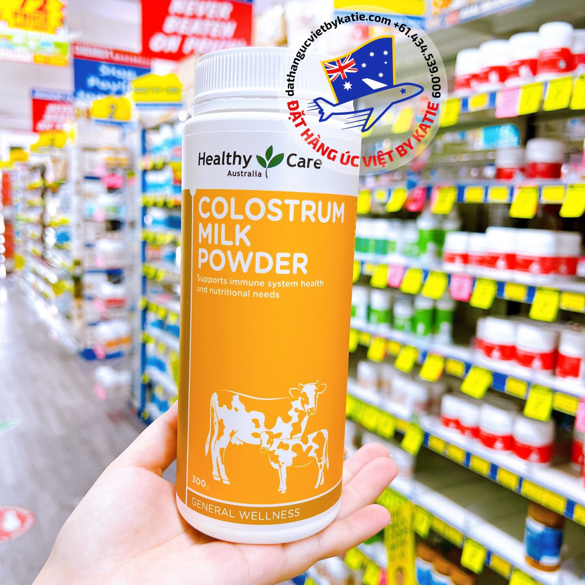 Bột sữa bò non Healthy Care Colostrum Powder 300g dành cho trẻ em từ 1 tuổi, người mới ốm dậy, người cao tuổi