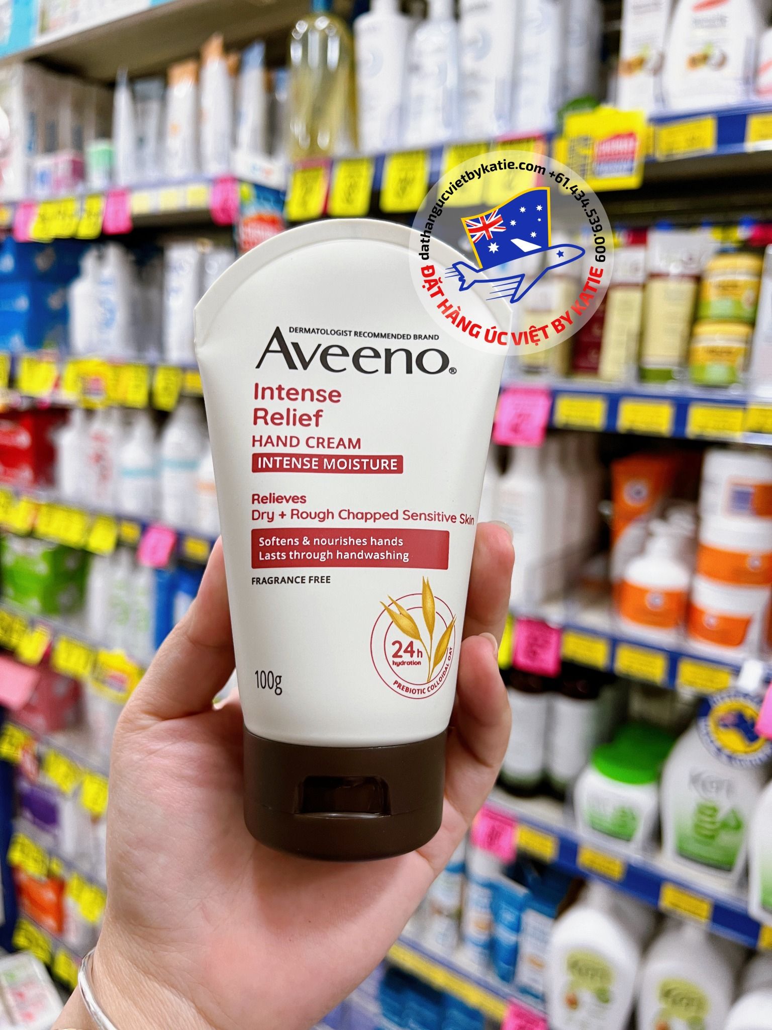 Kem dưỡng da tay không mùi Aveeno Active Naturals Intense Relief Hand Cream 100g