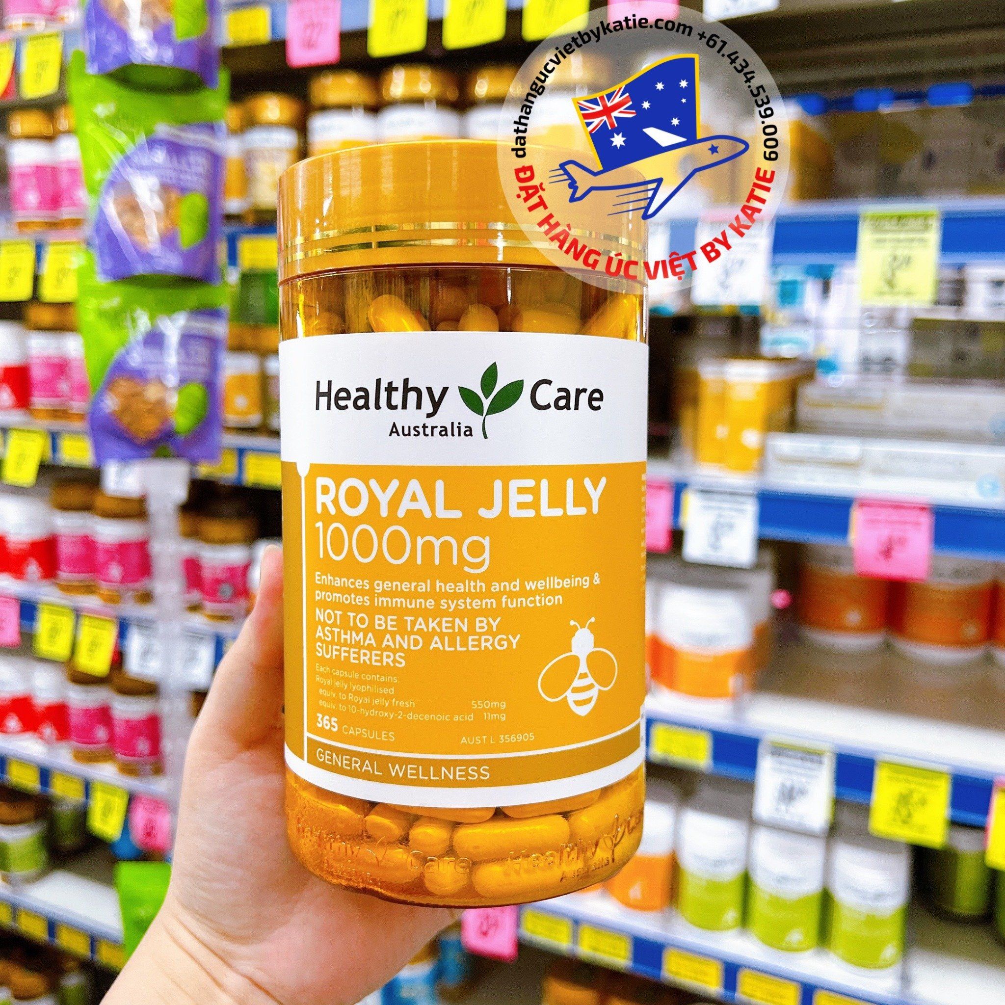 Sữa ong chúa Úc Healthy Care Royal Jelly 1000mg Hộp 365 viên