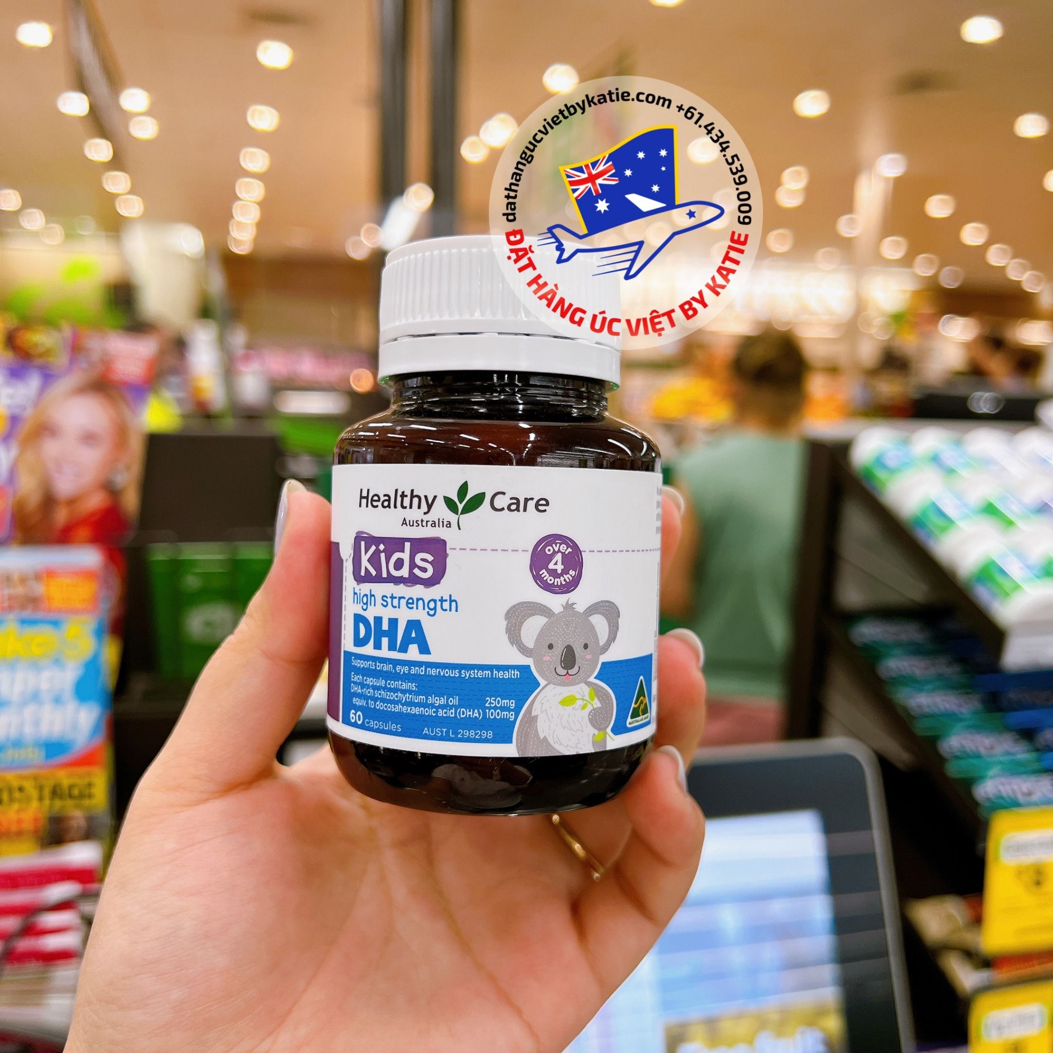 Viên uống DHA hỗ trợ phát triển trí não cho bé Healthy Care Kids DHA 60 Capsules