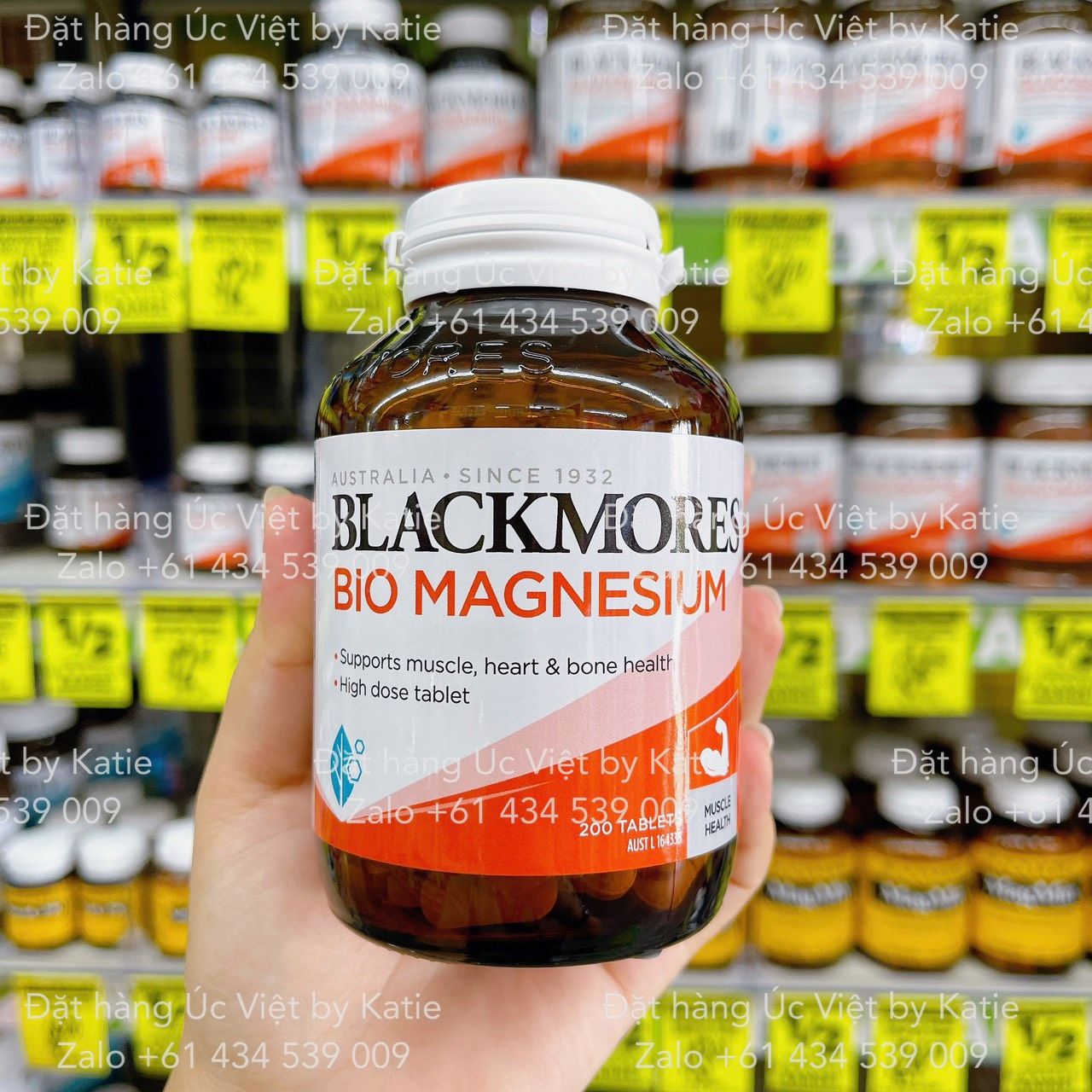 Viên uống bổ sung Magie sinh học giúp giảm chuột rút và hỗ trợ sức khỏe các hệ cơ quan - Blackmores Bio Magnesium Muscle Health Vitamin 200 Tablets Value Pack