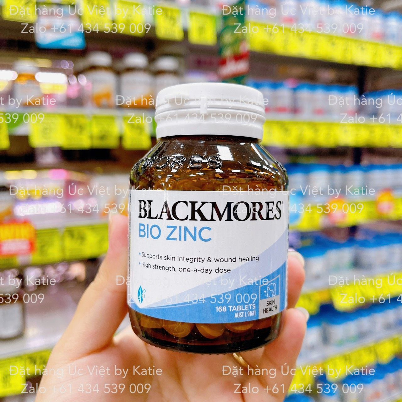 Viên kẽm tự nhiên Blackmores Bio Zinc Skin Health Immune Support Vitamin 168 Tablets