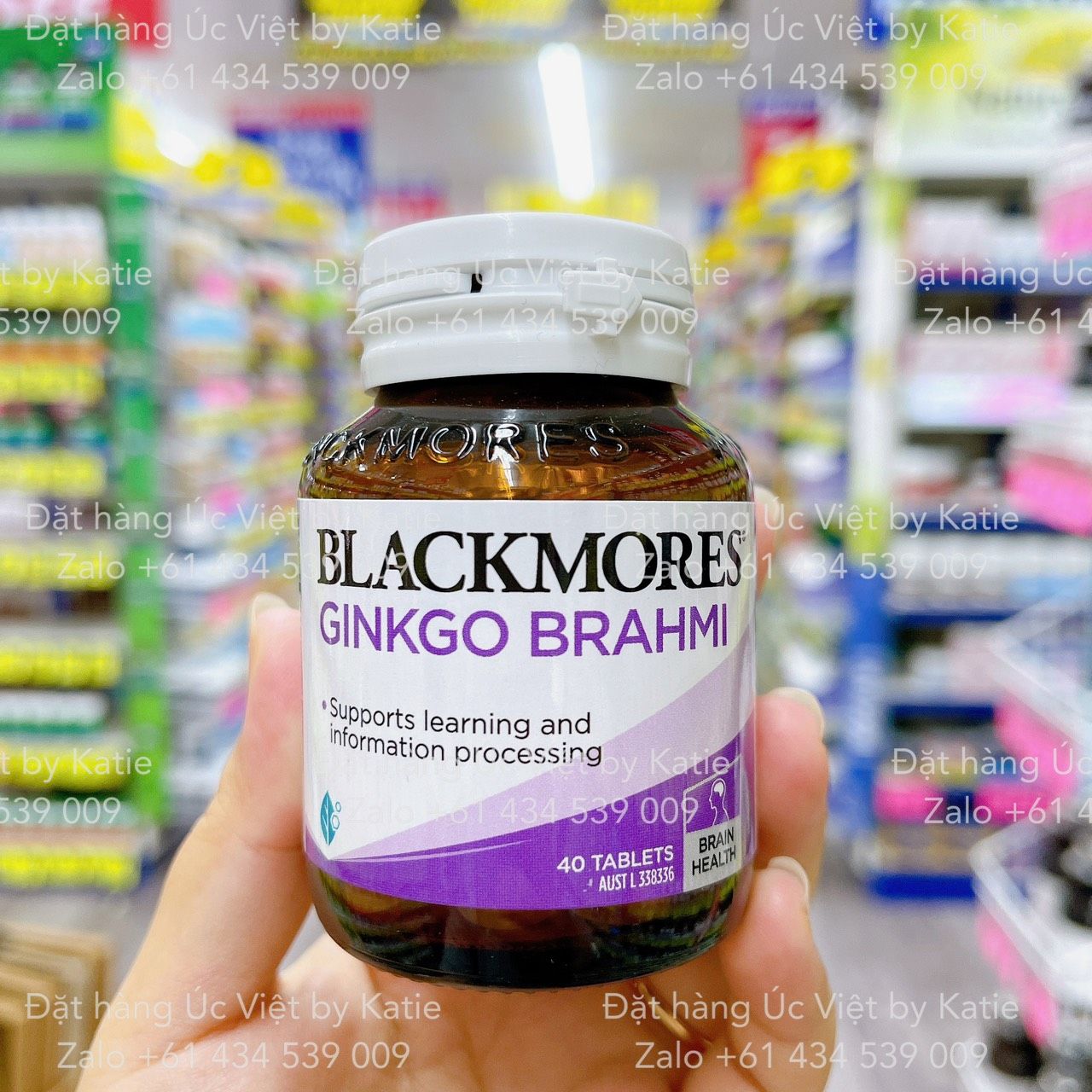 Viên uống Hoạt huyết dưỡng não Blackmores Ginkgo+Brahmi Memory Support 40 Tablets