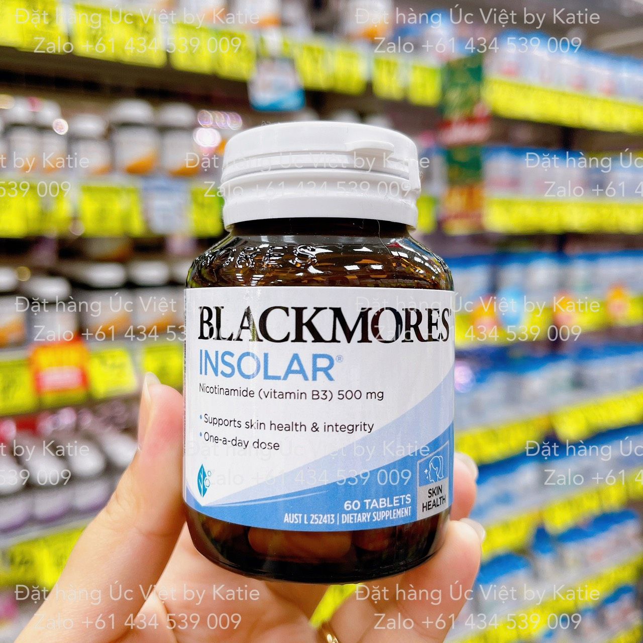Viên uống tái tạo và sửa chữa làn da Blackmores Insolar Skin Health Vitamin B3 60 Tablets