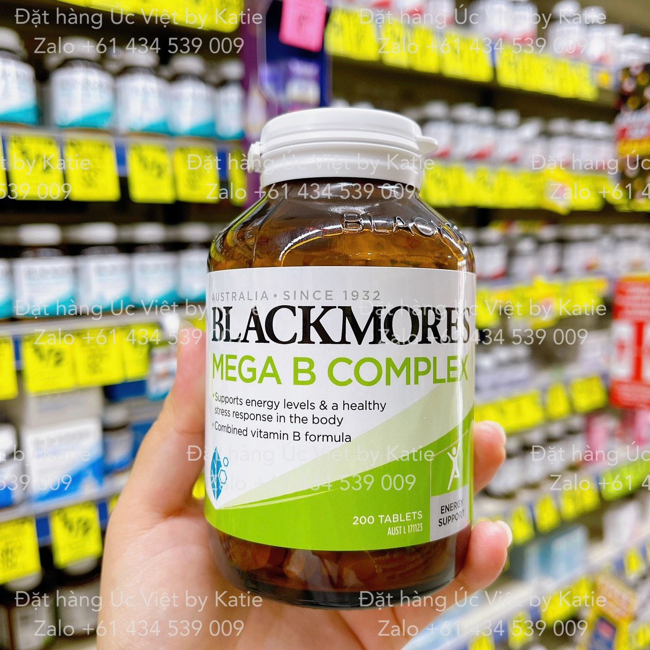 Viên Vitamin B tổng hợp tăng sức bền Blackmores Mega B Complex Energy Support Vitamin B12 200 Tablets