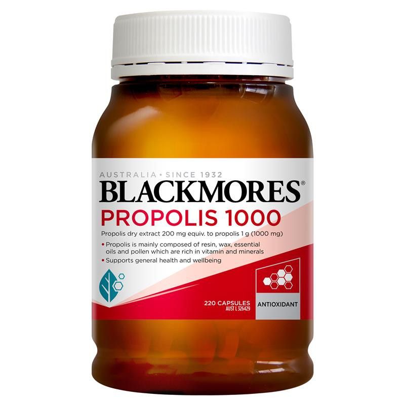 Viên uống keo ong hàm lượng 1000mg hộp 220 viên Blackmores Propolis 1000mg Antioxidant 220 Capsules