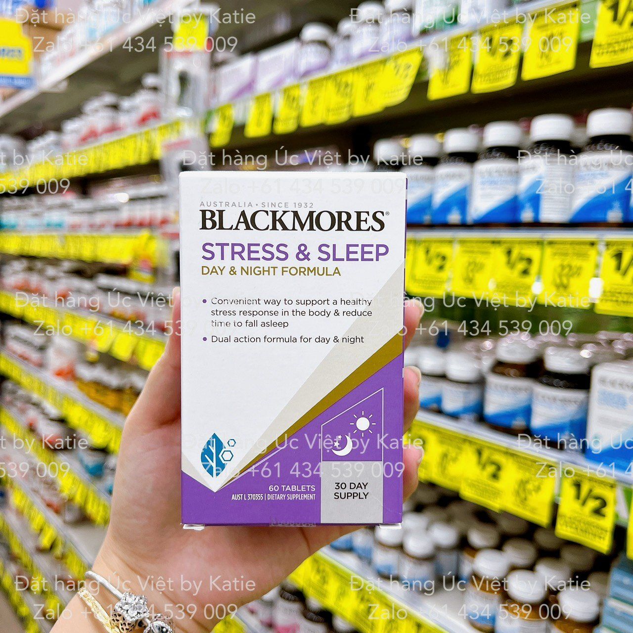 Viên uống giúp giảm căng thẳng và ngủ ngon Blackmores Stress + Sleep Support Vitamin B 60 Tablets
