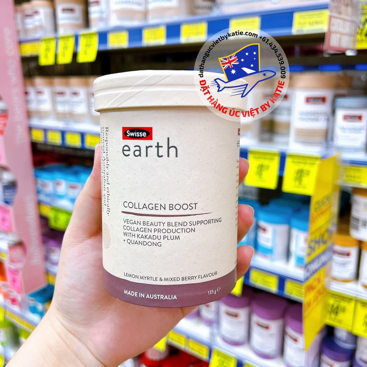 Bột uống Collagen làm đẹp da Swisse Earth Collagen Boost 135g Powder