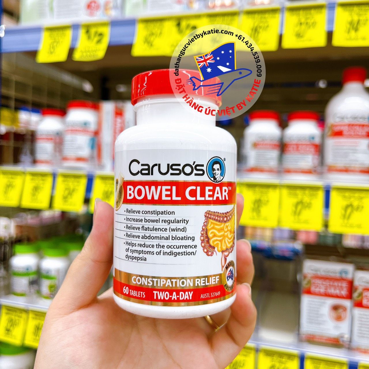 Viên uống detox ruột và thải độc hệ tiêu hóa Caruso’s Bowel Clear Hộp 30 viên và 60 viên
