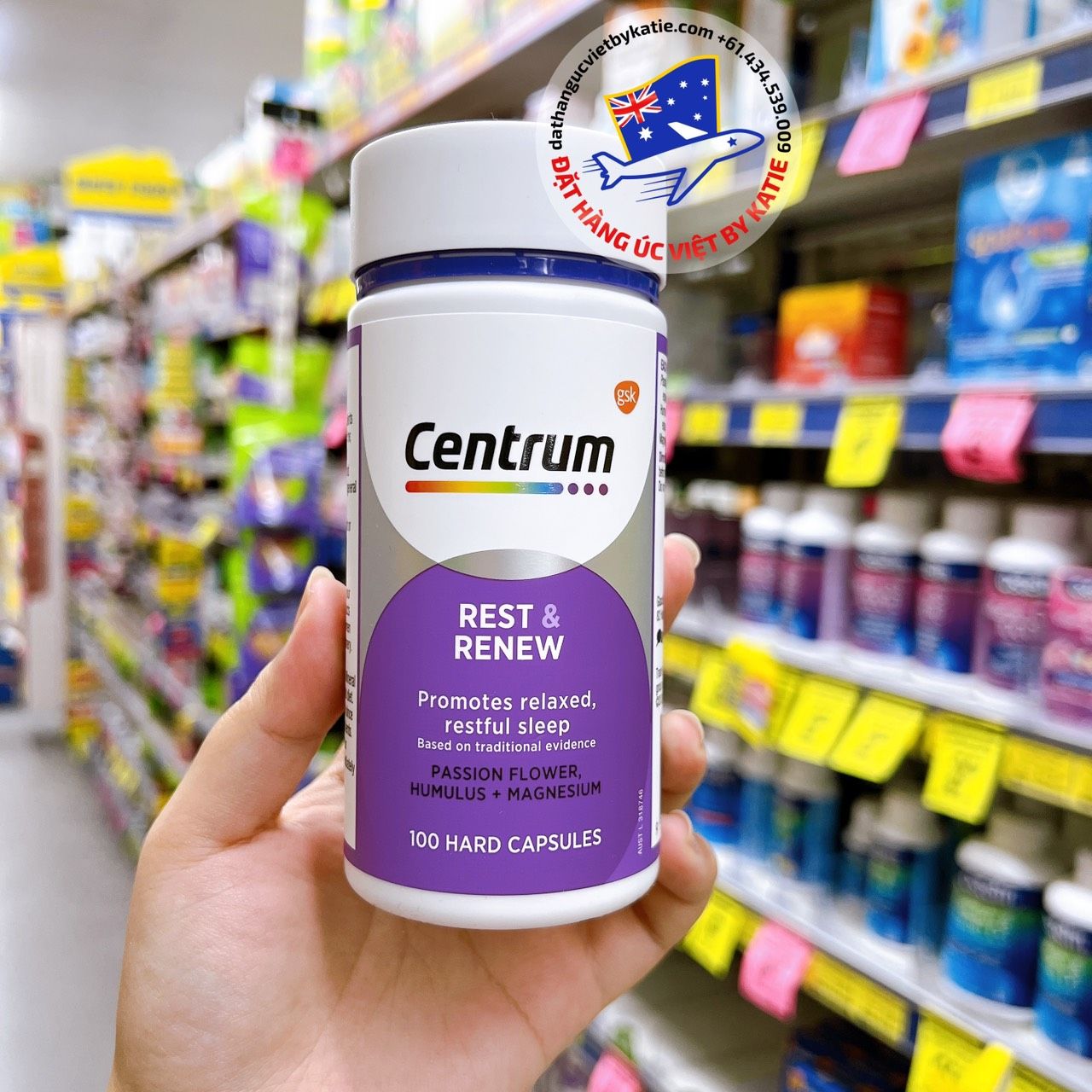 Viên uống giúp thư giãn và hỗ trợ cải thiện giấc ngủ hộp 100 viên Centrum Rest & Renew 100 Capsules
