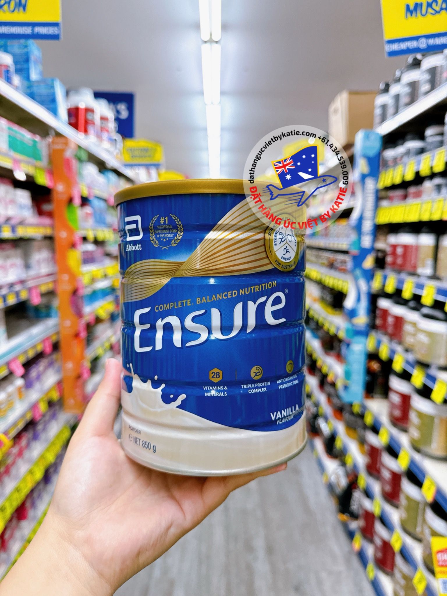 Sữa Ensure Úc Vani 850g BAY AIR Date 2026
