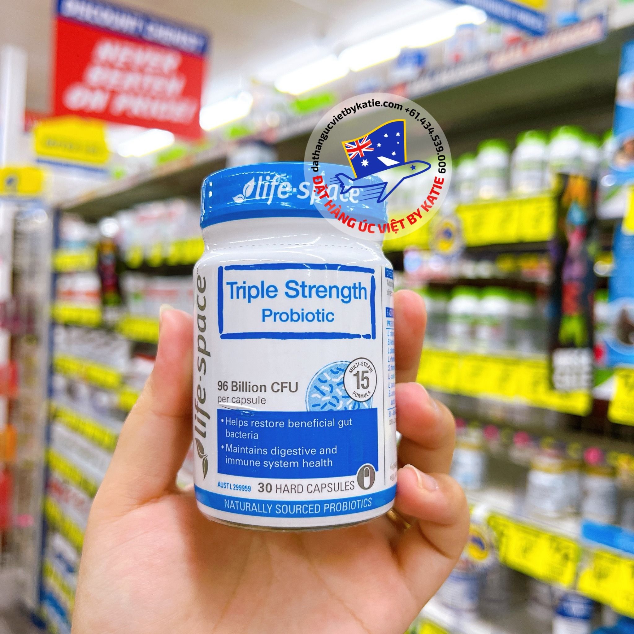 Men vi sinh hàm lượng cao gấp 3 lần cho người lớn Life Space Triple Strength Probiotic Hộp 30 viên nang
