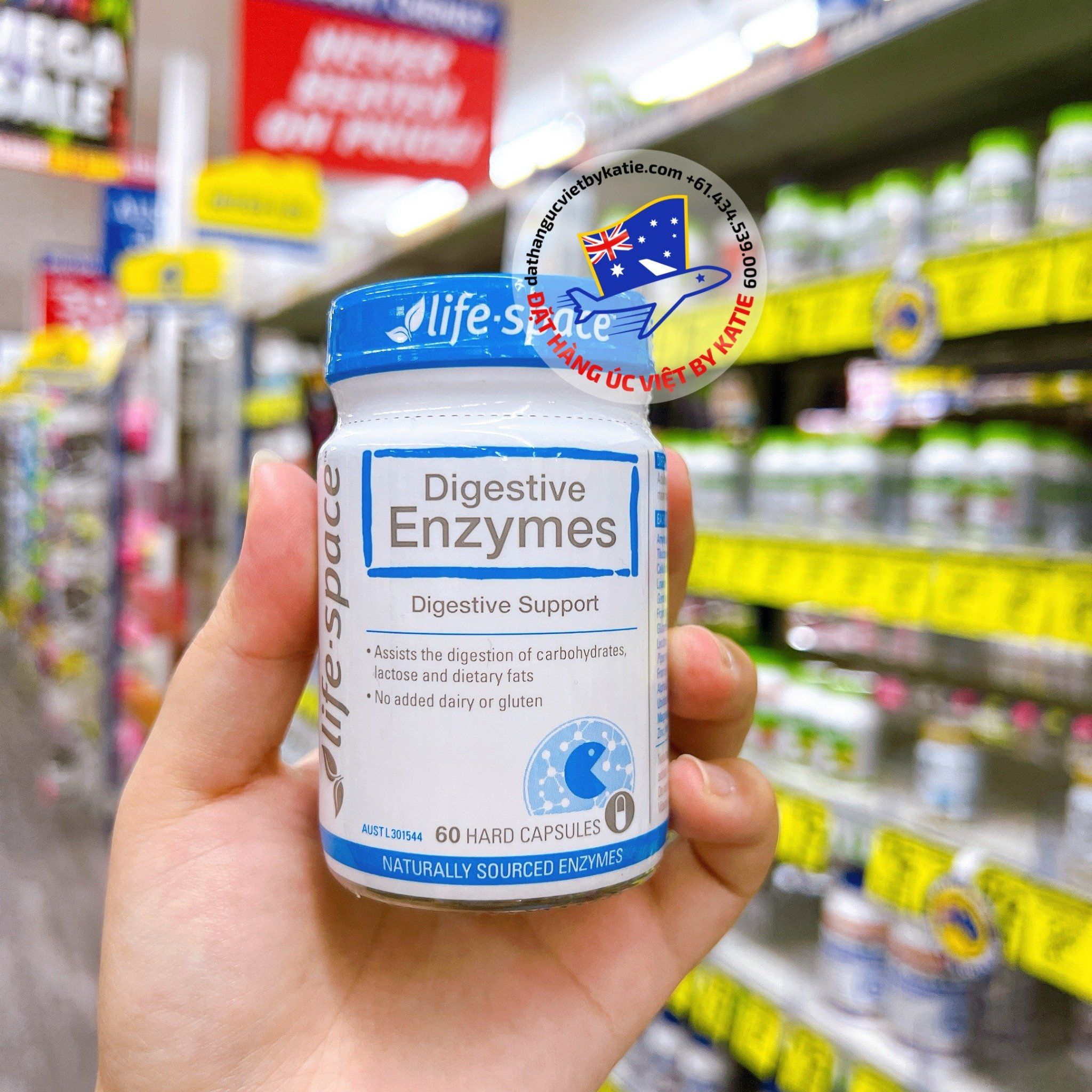 Men vi sinh hỗ trợ hệ tiêu hoá Life Space Digestive Enzymes Hộp 60 Viên Nang