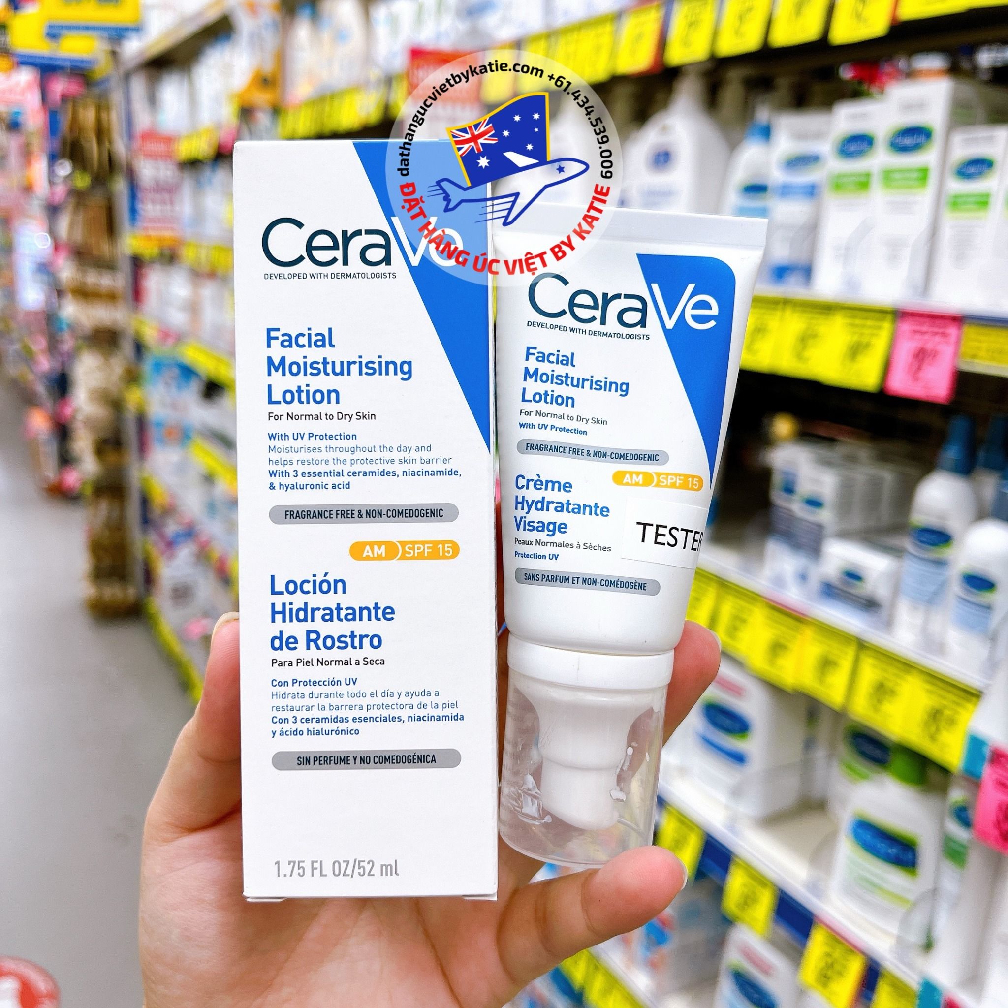 Lotion dưỡng ẩm dành cho da mặt dùng ban ngày CeraVe Facial Moisturizing Lotion SPF 15 52ml