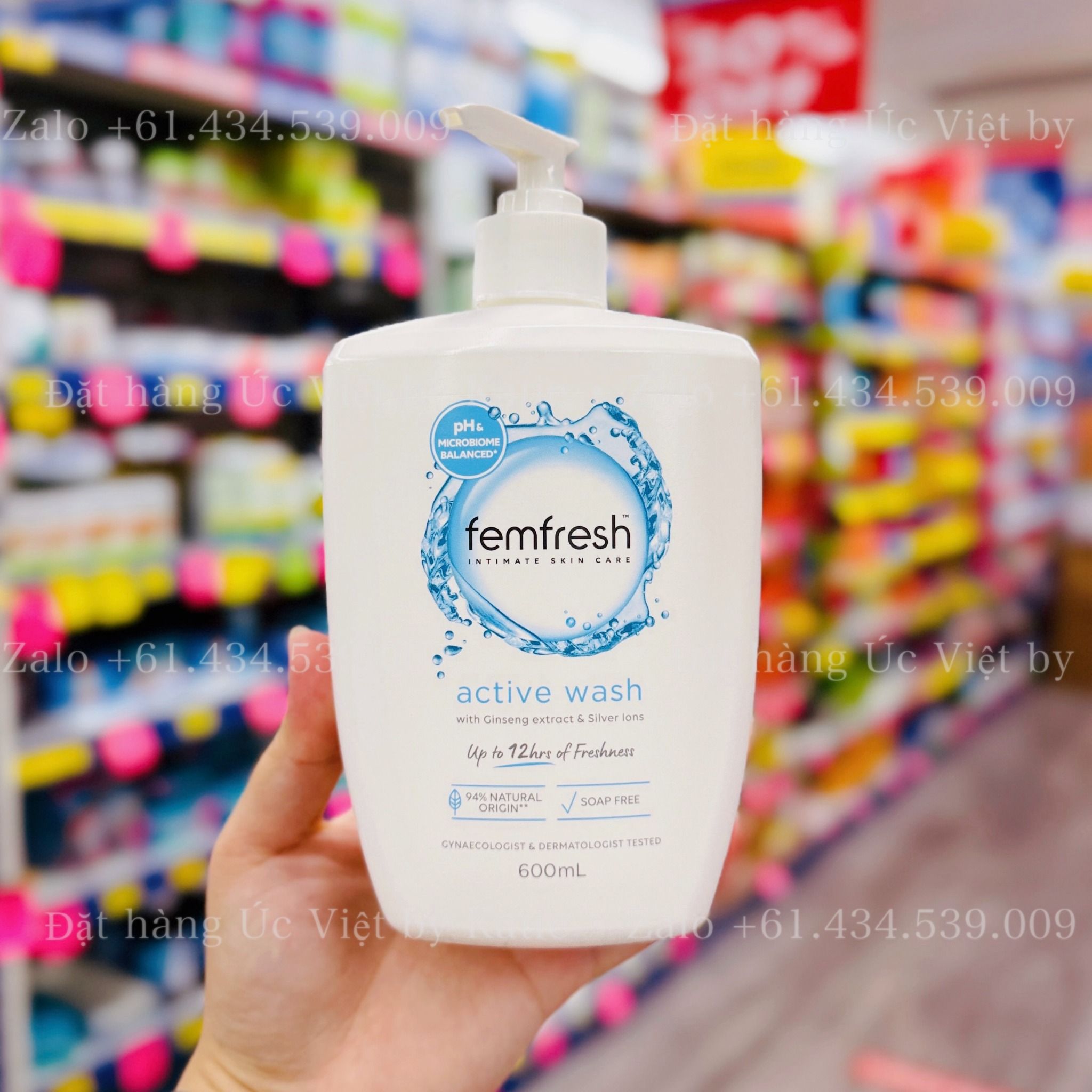 Dung dịch vệ sinh khử mùi lên đến 12h và ngừa viêm nhiễm vùng kín Femfresh Deodorising Wash 600mL