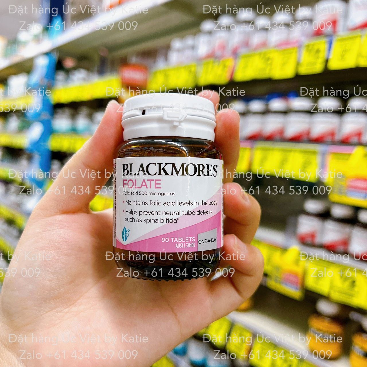 Viên uống bổ sung Acid Folic hộp 90 viên – Blackmores Folate 500mg Folic Acid Vitamin 90 Tablets