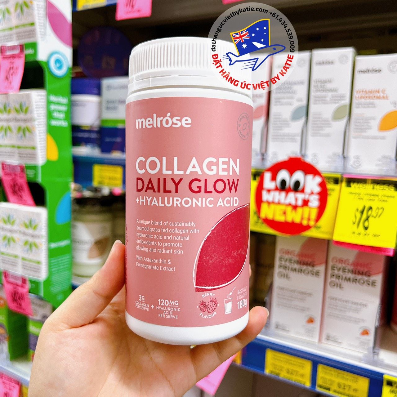 Bột uống bổ sung Collagen - Melrose Collagen Daily Glow + Hyaluronic Acid 180g