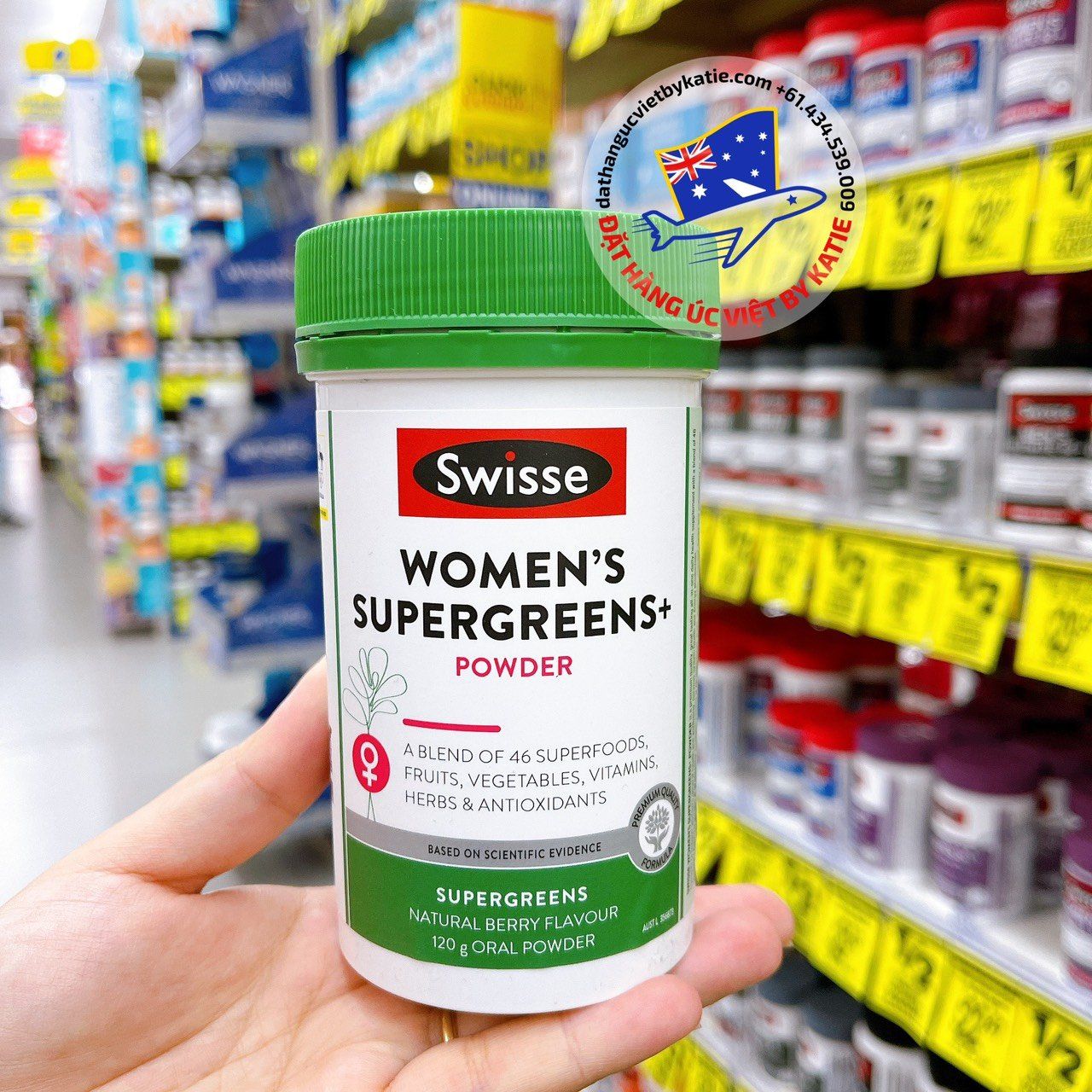Bột bổ sung dinh dưỡng cho phụ nữ Swisse Women's Supergreens + Powder