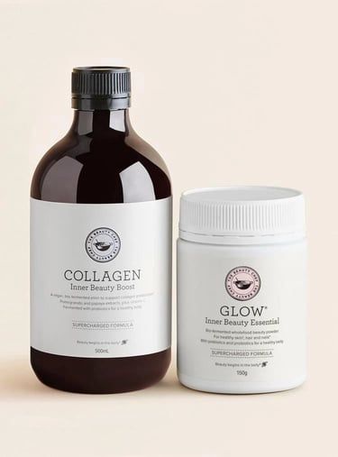 COLLAGEN INNER BEAUTY BOOST dạng nước vị berry 500ml/ GLOW INNER BEAUTY POWDER 150g