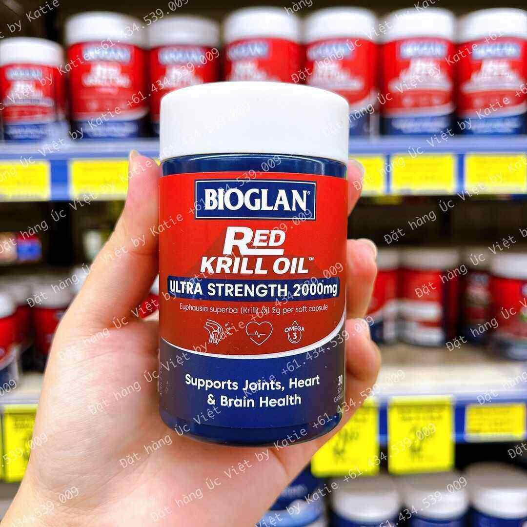 Dầu nhuyễn thể đỏ hàm lượng cao nhất Bioglan Red Krill Oil 2000mg – 30 viên.
