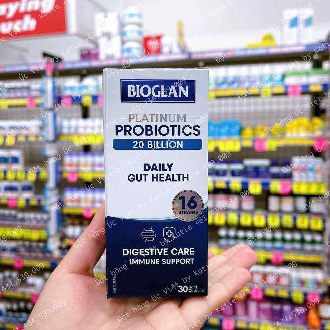 Men vi sinh hỗ trợ sức khỏe đường ruột Bioglan Platinum Probiotic 20 Billion – 30 viên.
