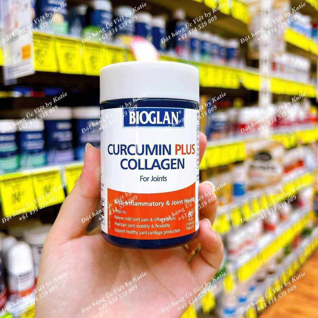Viên uống giảm đau, tái tạo sụn khớp, bổ sung collagen Bioglan Curcumin Plus Collagen 60 viên