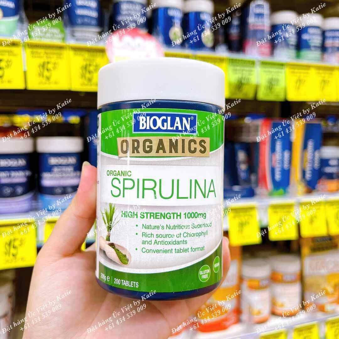 Viên uống chiết xuất từ siêu thực phẩm tảo xoắn Bioglan Superfoods Spirulina 1000mg – 200 viên
