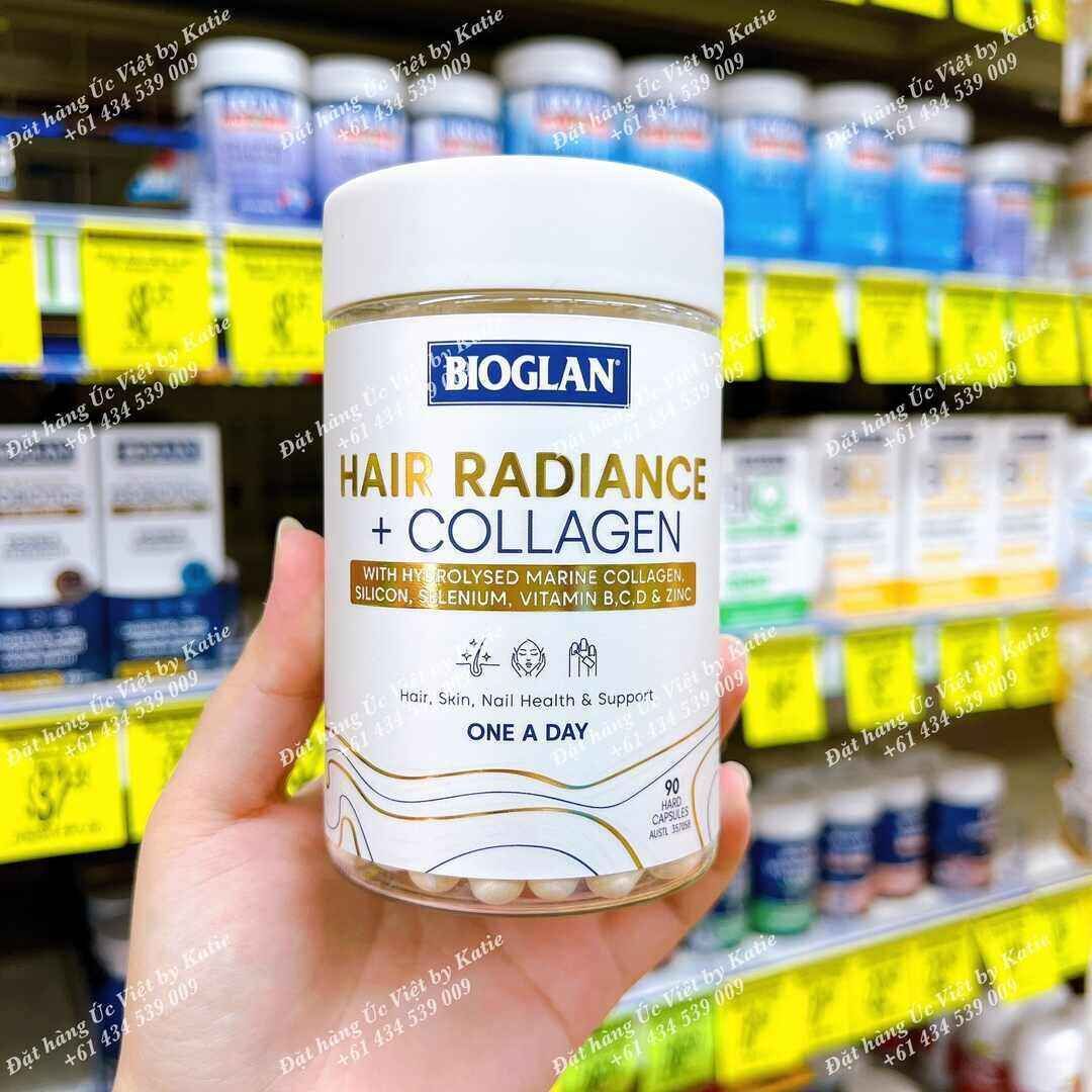 Viên uống kích thích mọc tóc, bổ sung collagen Bioglan Hair Radiance + Collagen Hộp 90 viên nang