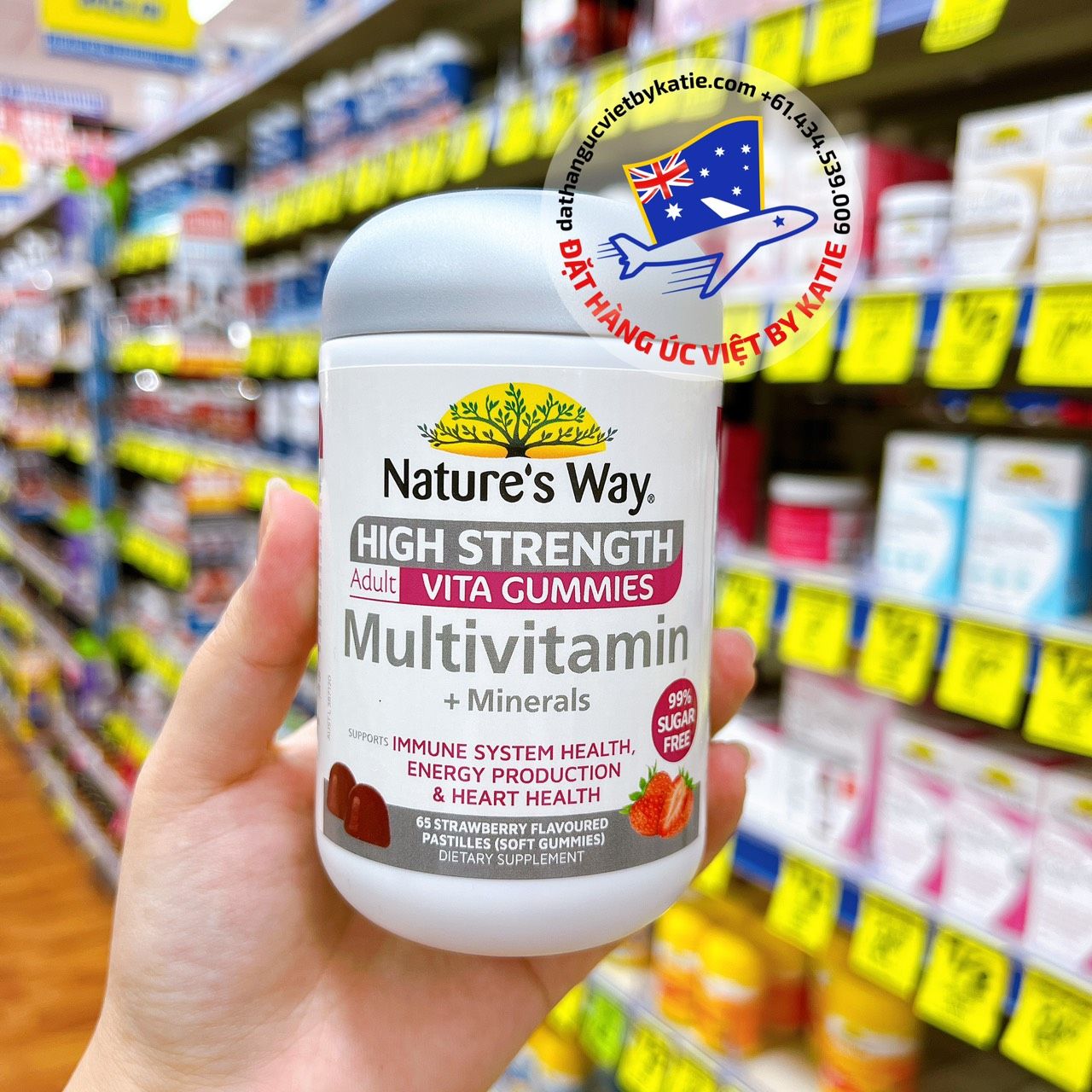 Kẹo mềm bổ sung vitamin tổng hợp và khoáng chất không đường Nature's Way Adult Vita Gummies Sugar Free High Strength Multivitamin 65 Gummies