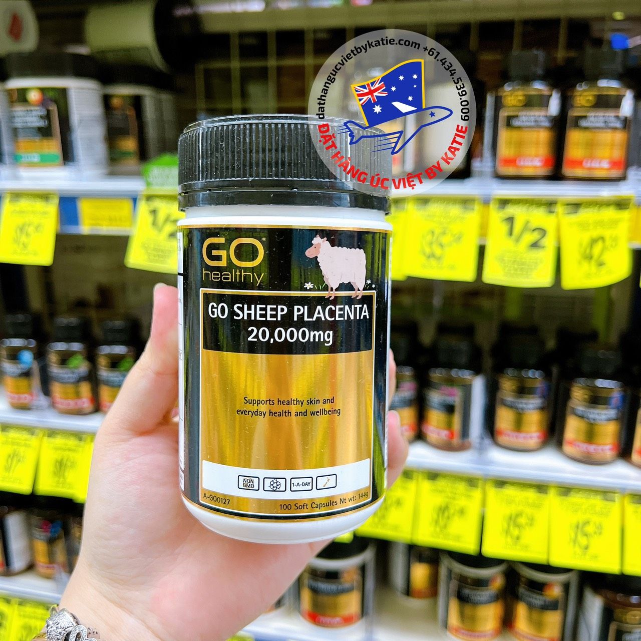 Viên uống chiết xuất nhau cừu HÀM LƯỢNG CAO Go Healthy Sheep Placenta 20000mg 100 Soft Capsules