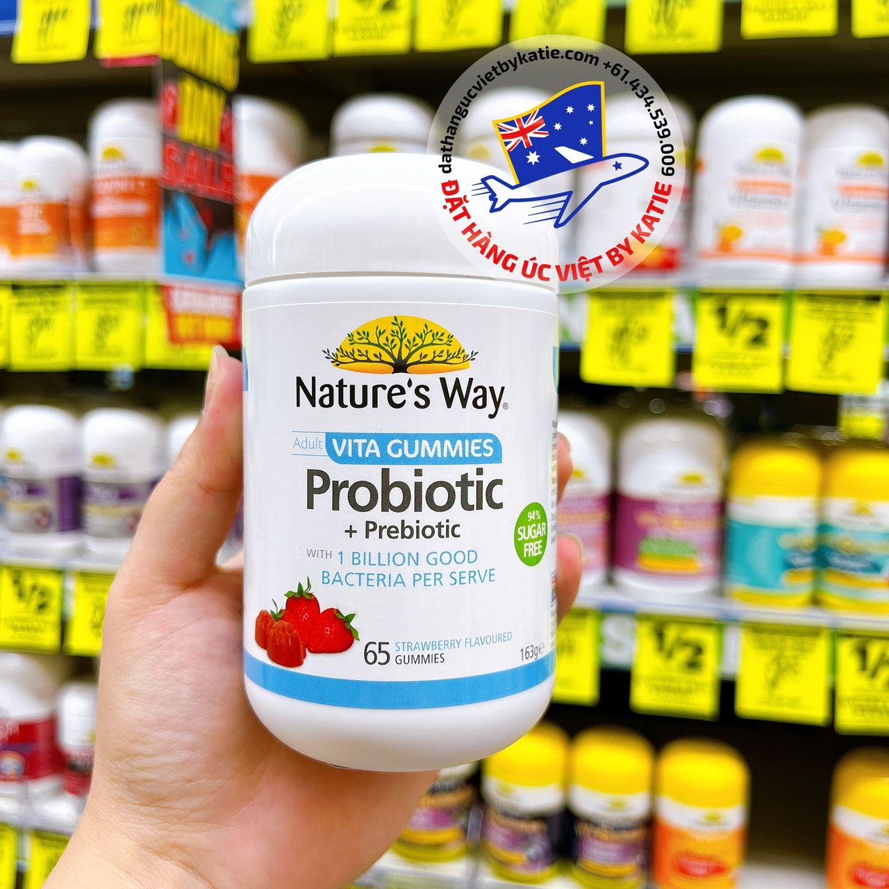 Kẹo mềm lợi khuẩn dành cho người lớn không chứa đường Nature's Way Adult Vita Gummies Probiotic Sugar Free 65 Gummies NEW