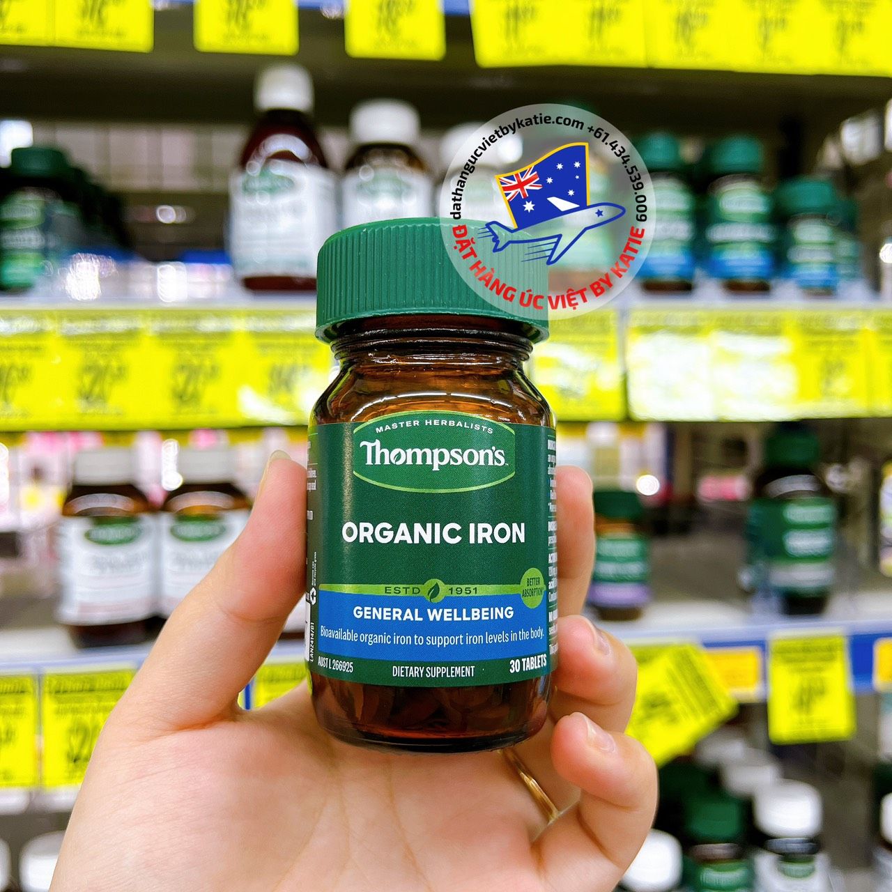 Viên uống bổ sung sắt hữu cơ Thompson’s Organic Iron 24mg Hộp 30 viên