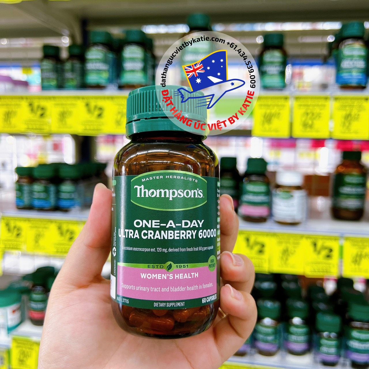 Viên uống hỗ trợ đường tiết niệu Thompson’s One-A-Day Ultra Cranberry 60 viên