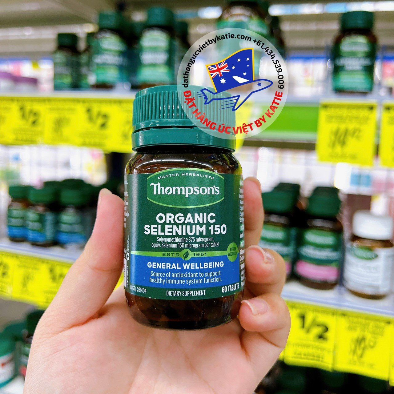 Viên uống hỗ trợ tuyến giáp khỏe mạnh - Thompsons Organic Selenium 150 60 Tablets