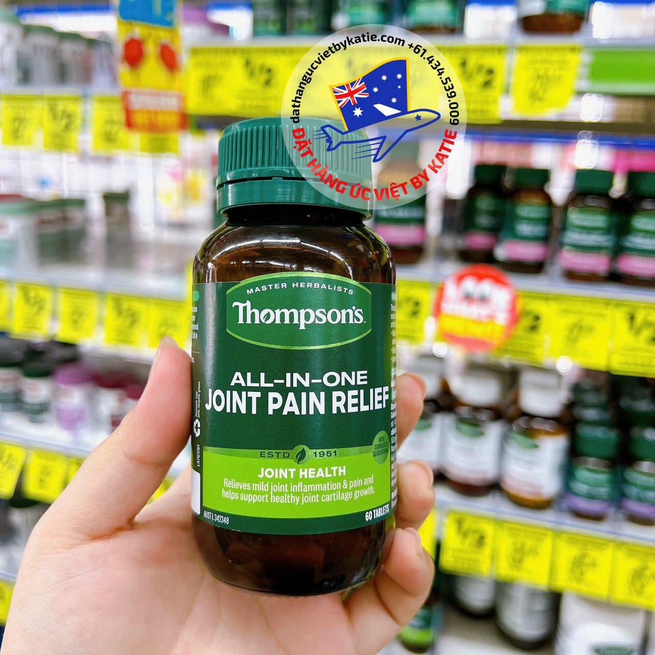Viên uống giảm đau xương khớp Thompson’s All In One Joint Pain Relief 60 Tablets