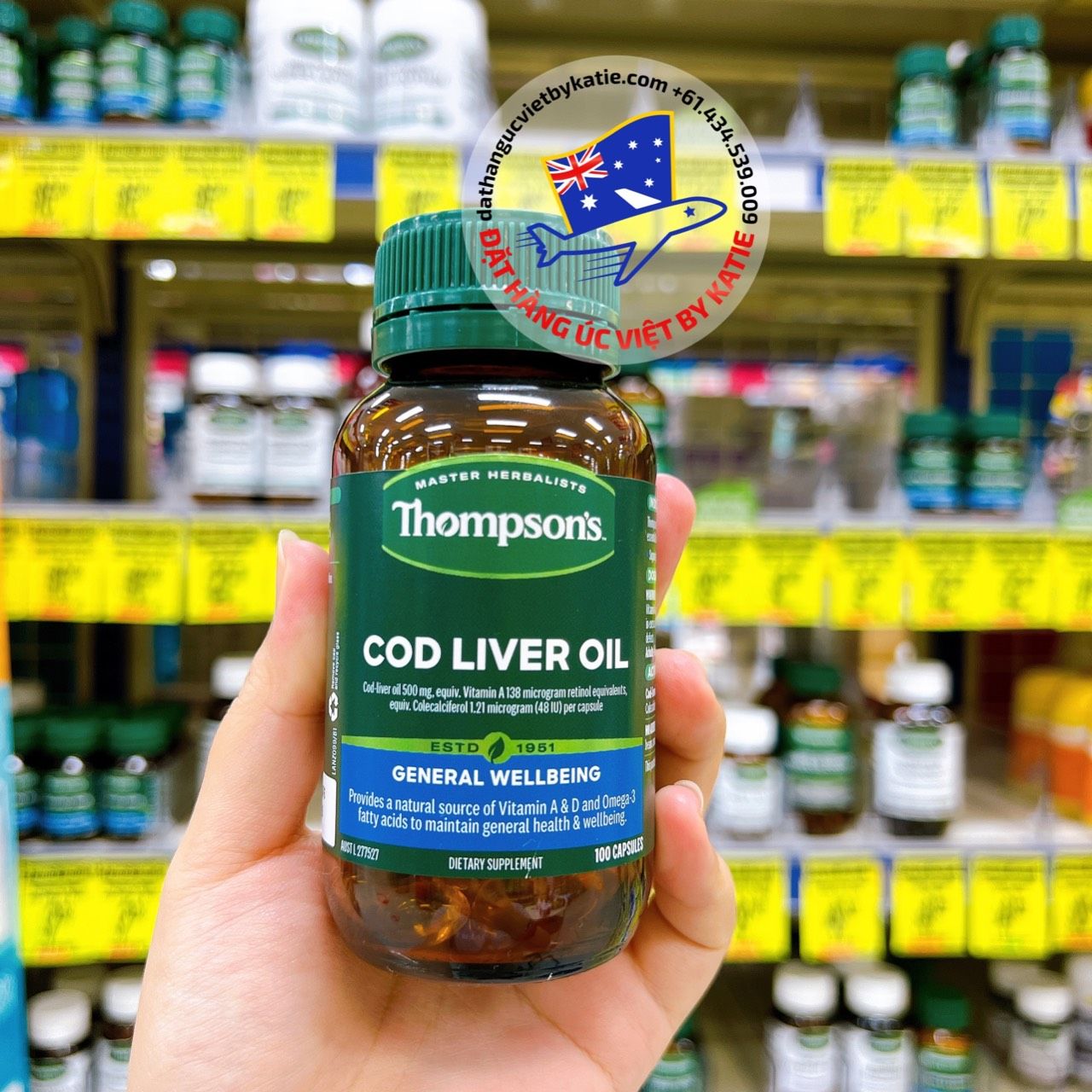 Viên uống dầu gan cá tuyết Thompson’s Cod Liver Oil 100 viên
