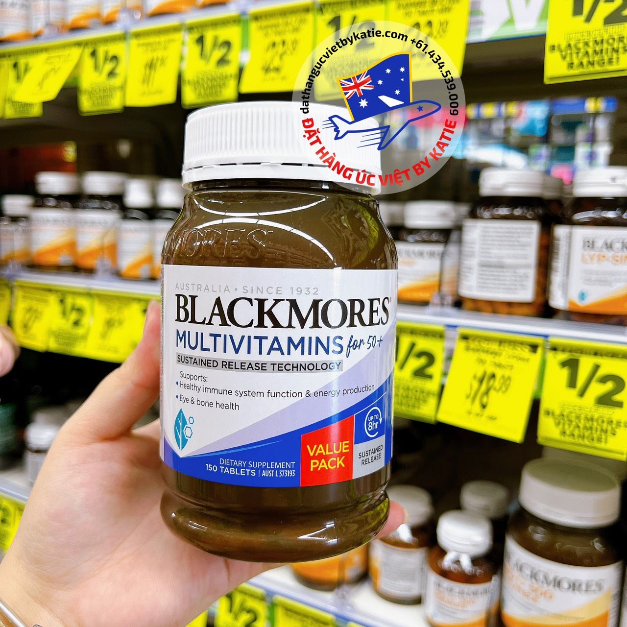 Vitamin tổng hợp chất lượng cao dành cho người trên 50 tuổi hộp 150 viên Blackmores Multivitamin For 50+ Sustained Release 150 Tablets