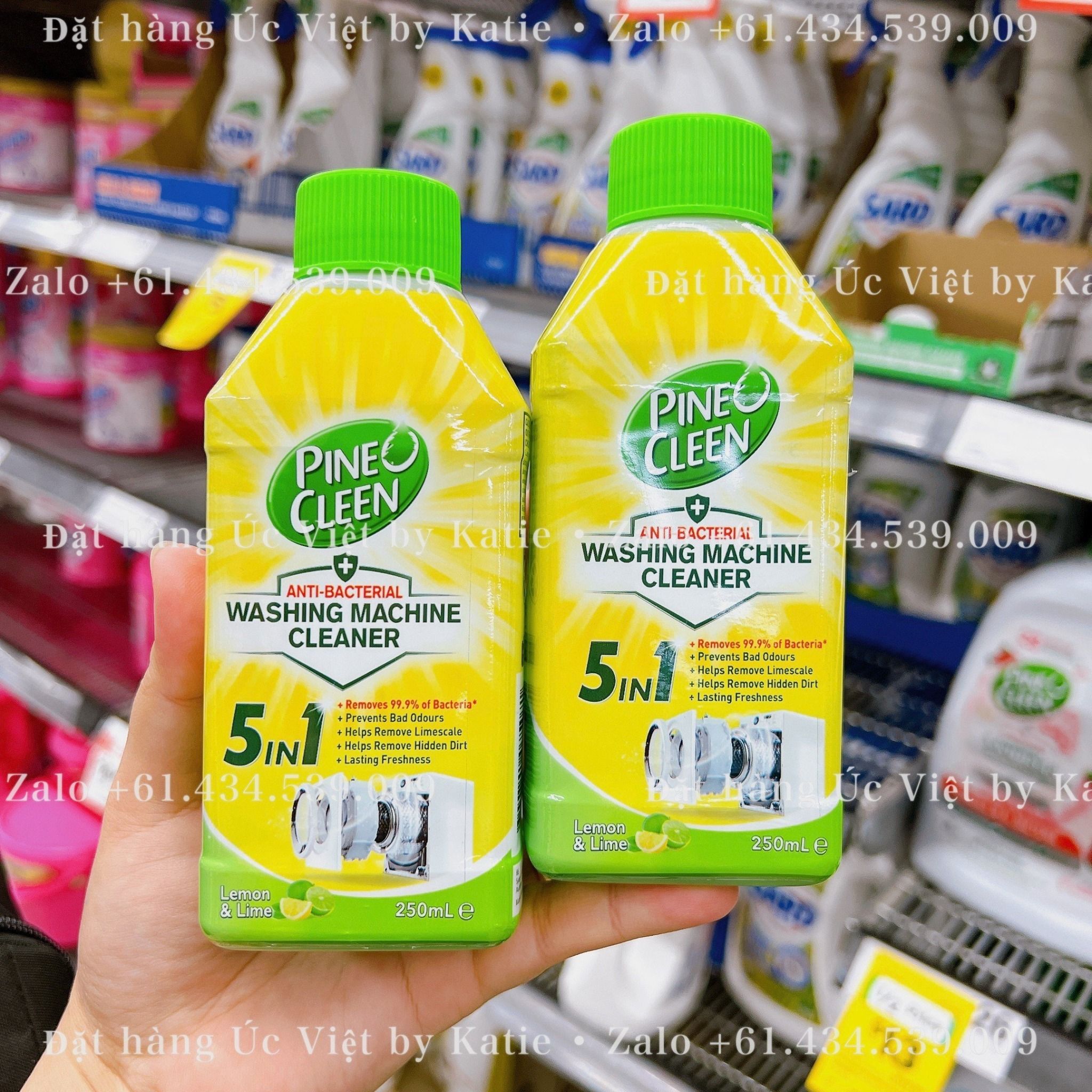 Dung dịch vệ sinh máy giặt Úc Pine O Cleen Washing Machine Cleaner Lemon & Lime Chai 250mL