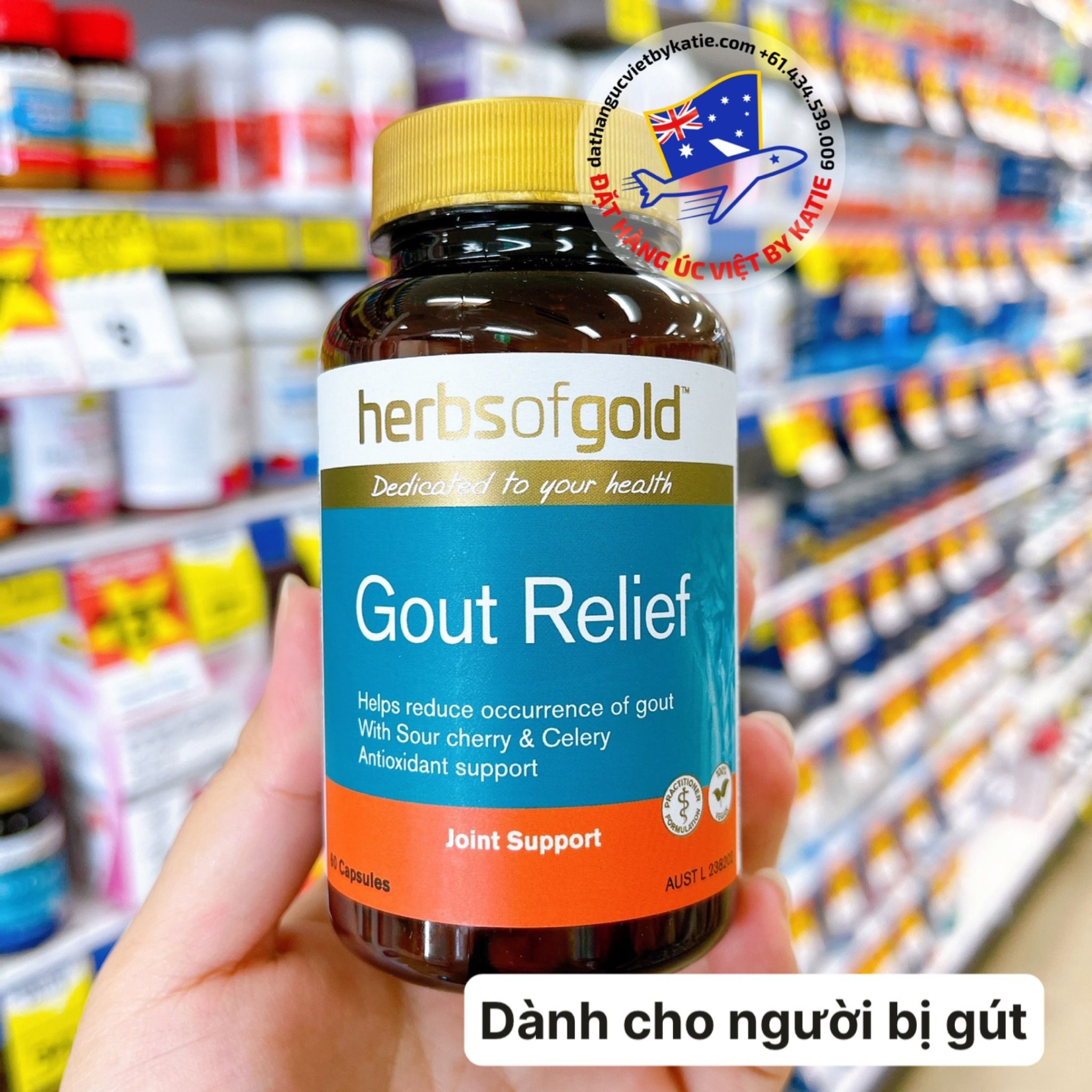 Thuốc điều trị bệnh gút Herbs of Gold Gout Relief Complex 60 Capsules Úc