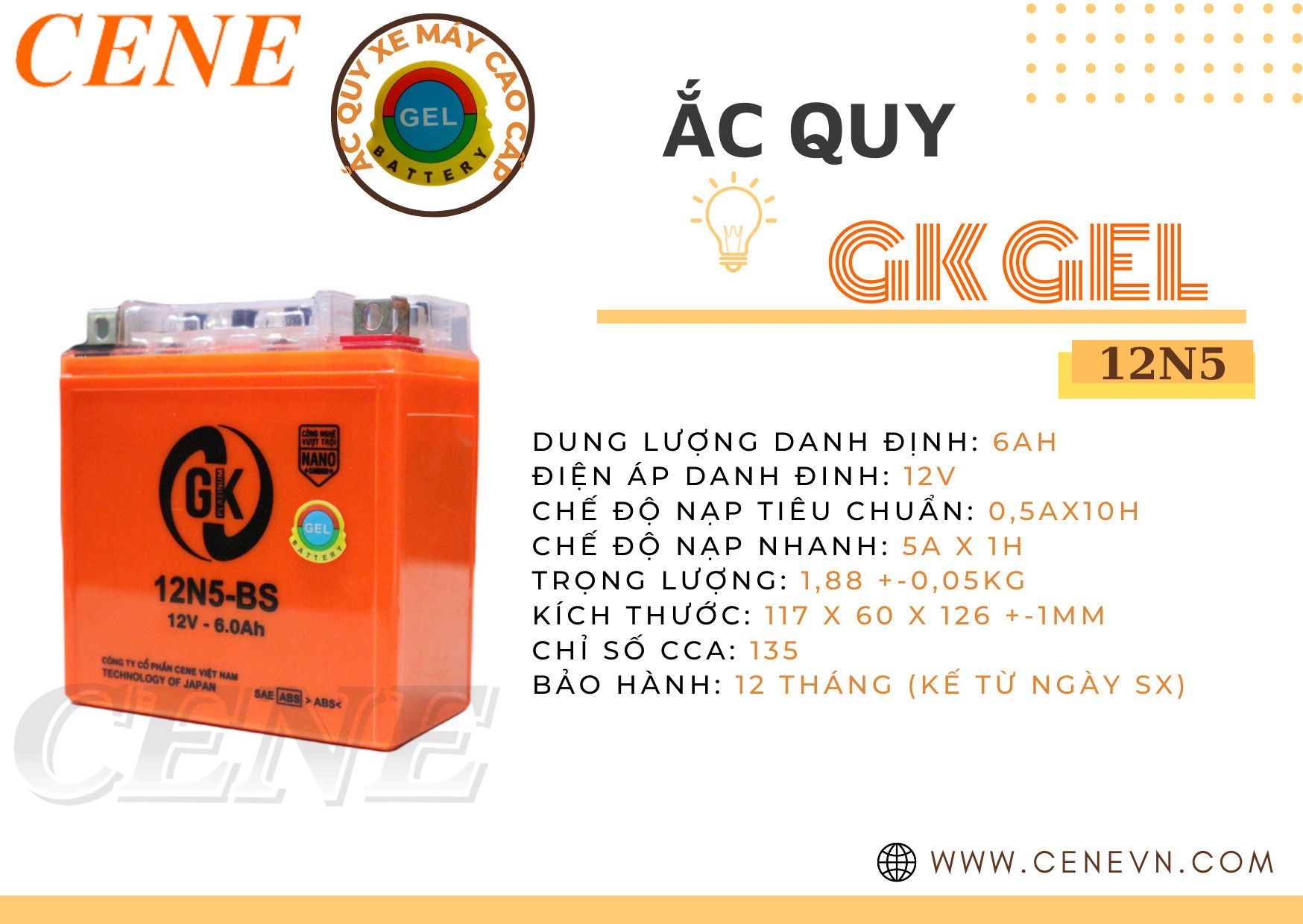  ẮC QUY XE MÁY GK GEL 