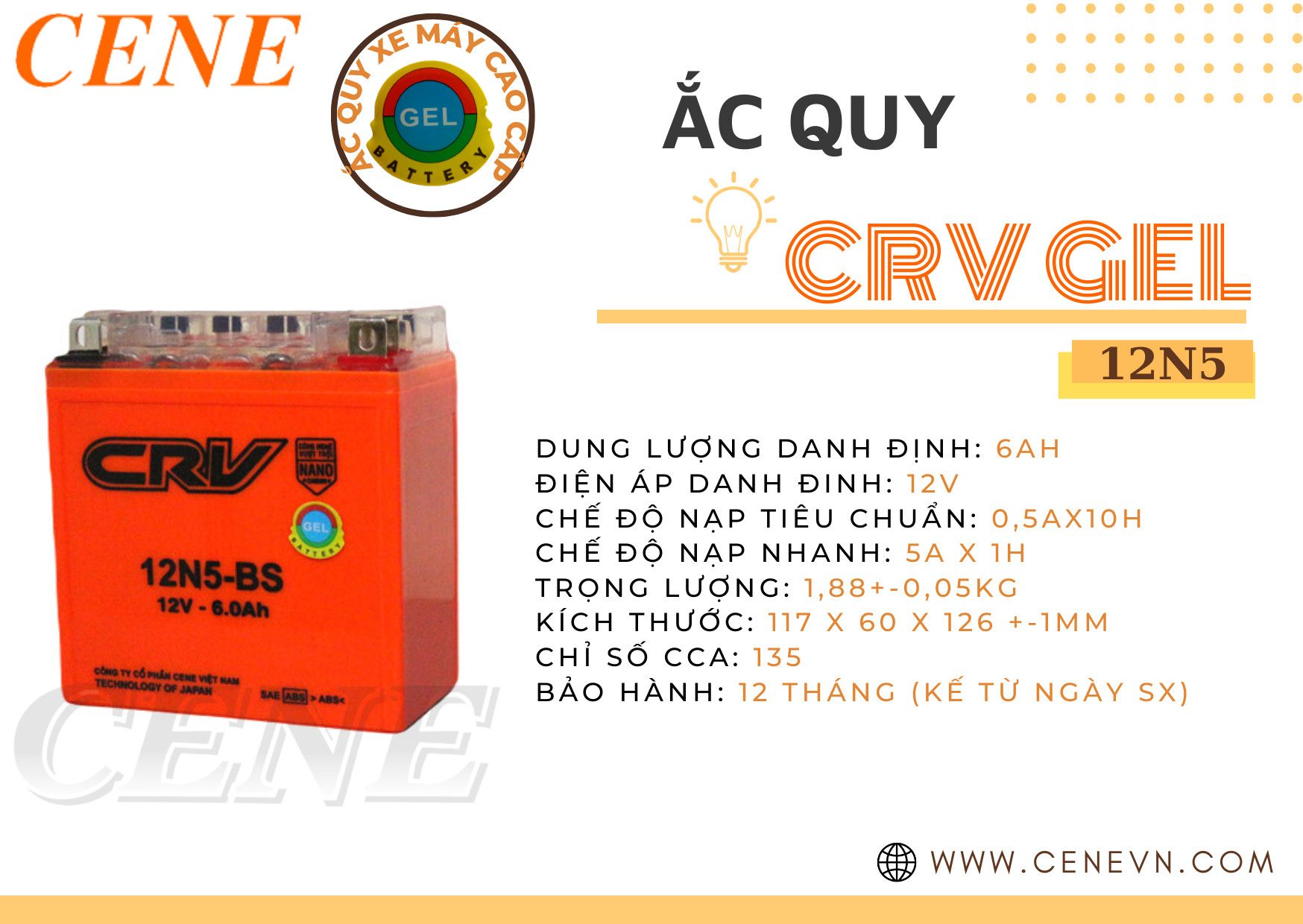  ẮC QUY XE MÁY CRV GEL 