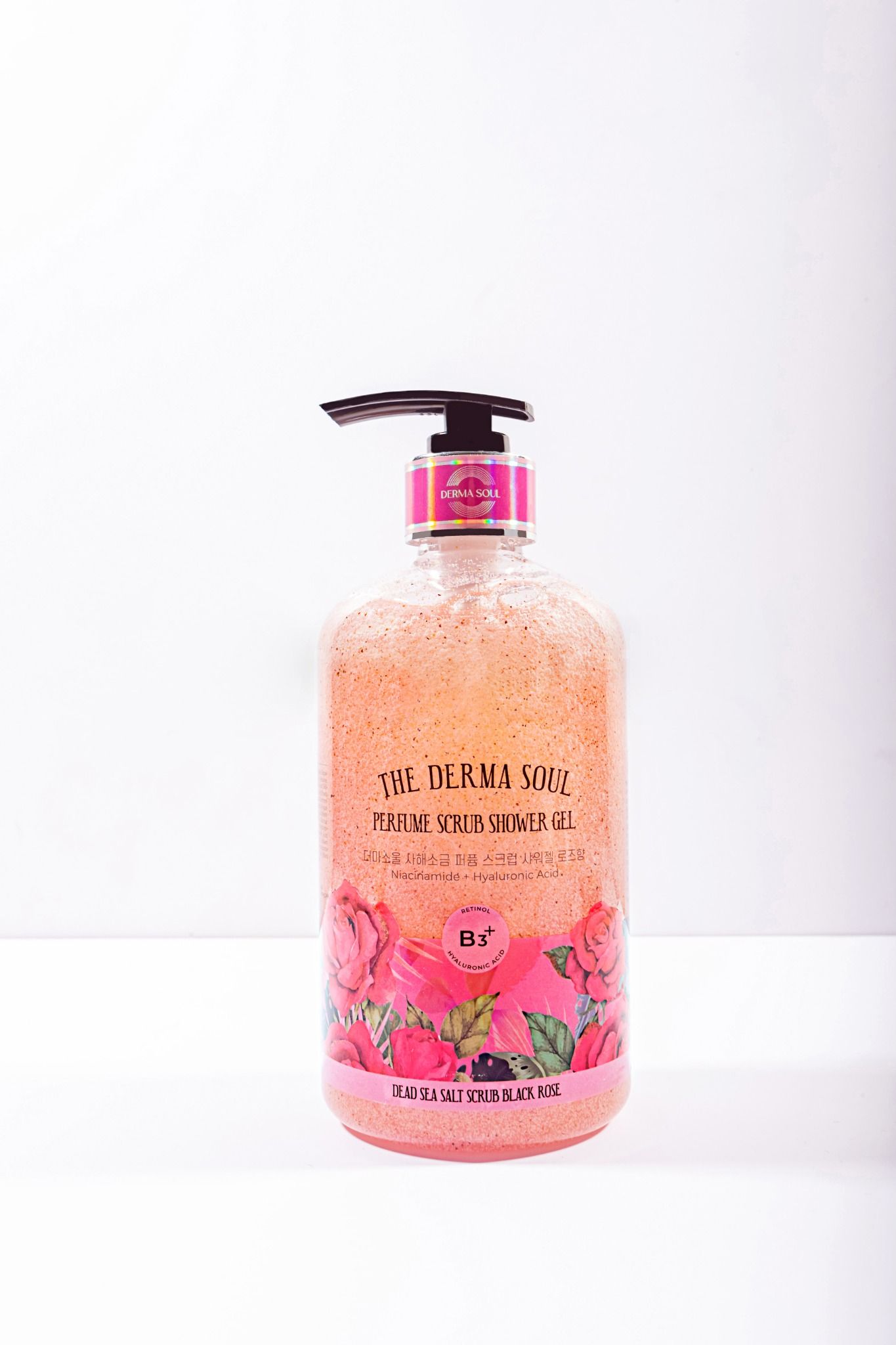 Sữa tắm nước hoa Derma Soul tẩy tế bào chết muối biển hương Hoa hồng đen 500ml