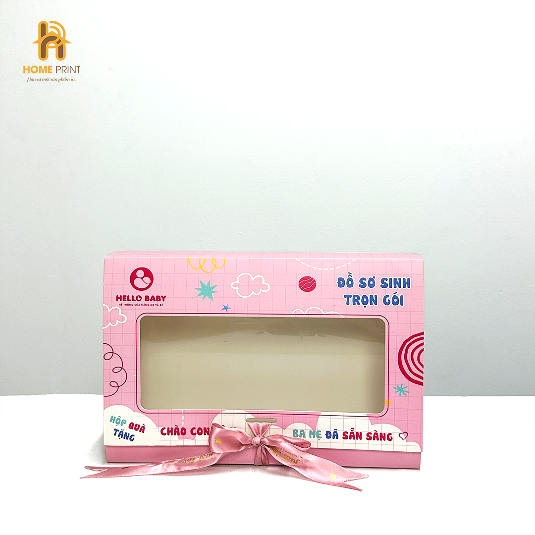 In Hộp Giấy Đựng Đồ Sơ Sinh Hello Baby