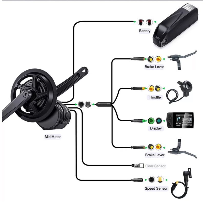 Bộ chuyển đổi động cơ truyền động giữa cảm biến mô-men xoắn TONGSHENG TSDZ8 48V 750W