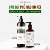 Combo Dầu Gội Phủ Bạc Thảo Dược Bồ Kết, Dầu Xả Chanh Gừng 250ml Mộc Ân Haircare