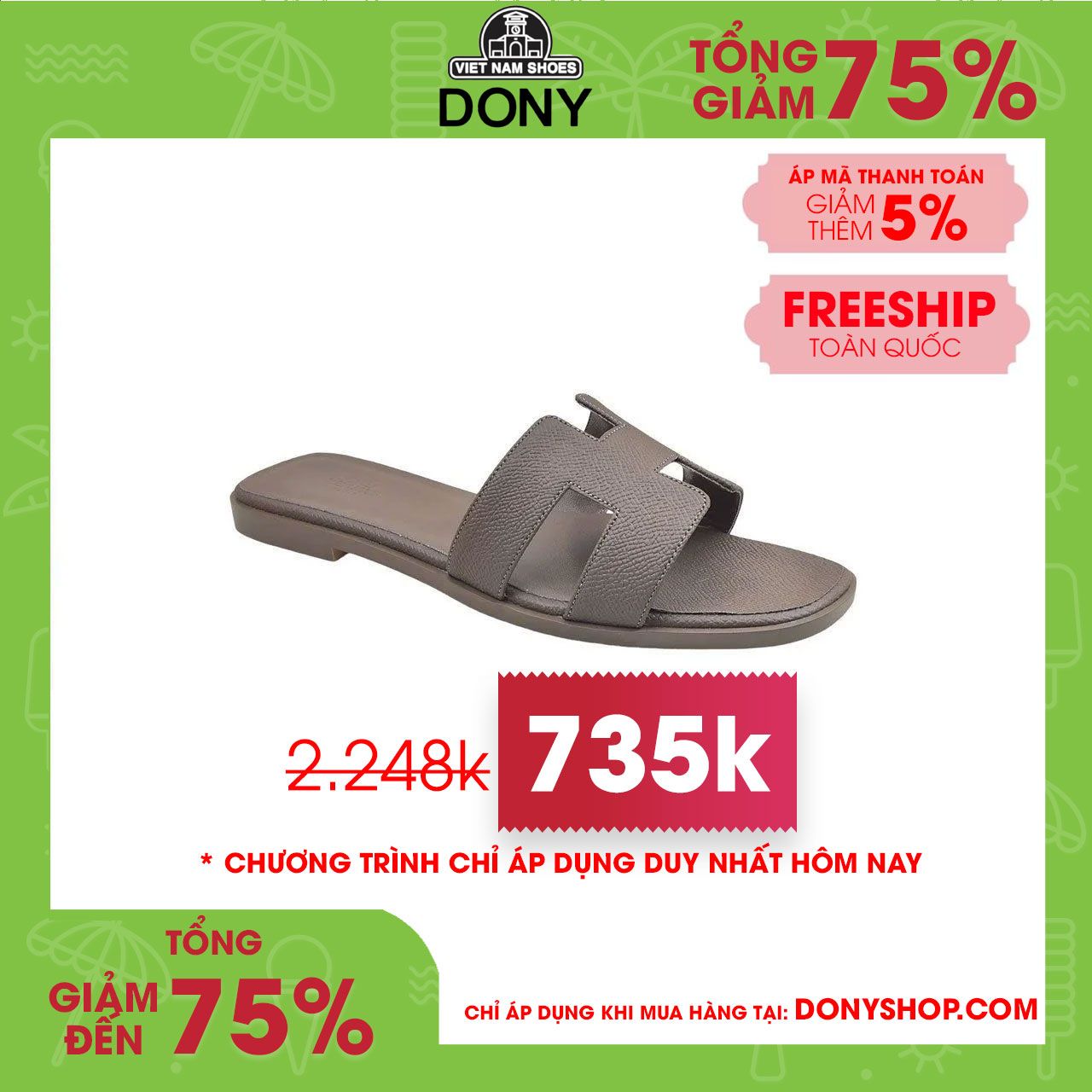 Dép Nữ Sandal Da Hermes Oran