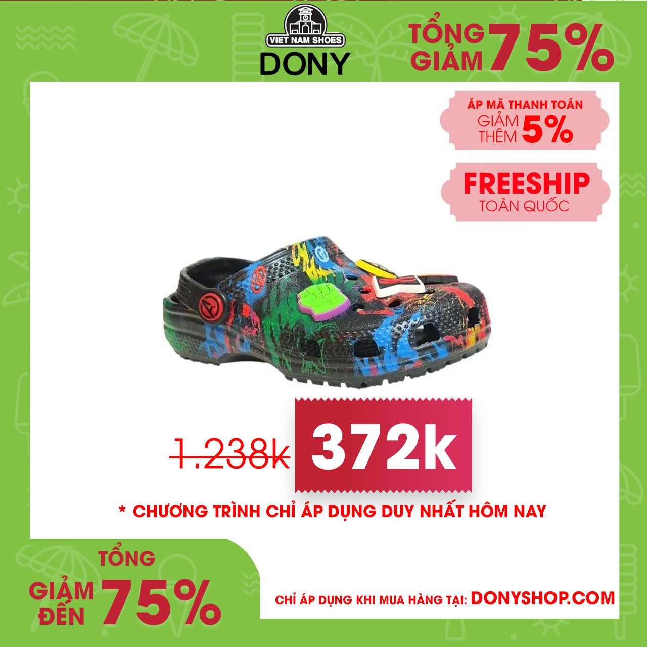 Dép sục trẻ em Crocs Classic Avenger siêu đẹp dễ thương thoáng khí ôm chân chống trơn trượt cho bé