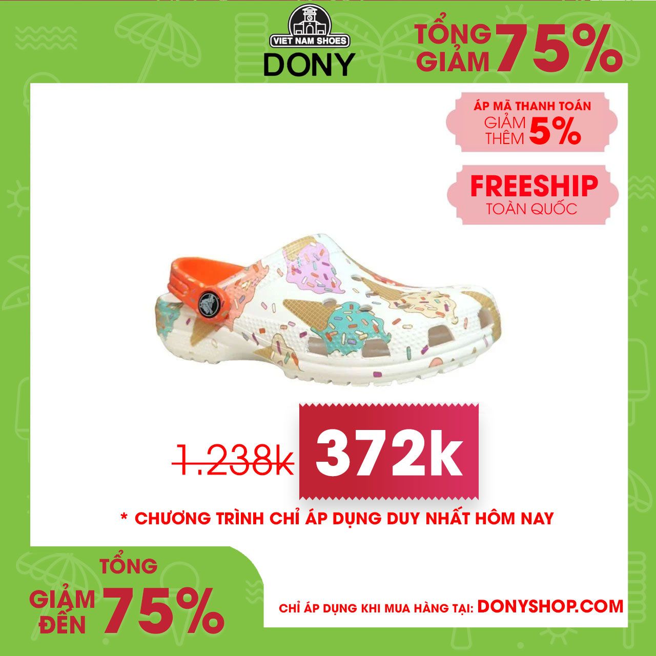 Dép sục trẻ em Crocs Classic Cream siêu đẹp dễ thương thoáng khí ôm chân chống trơn trượt cho bé